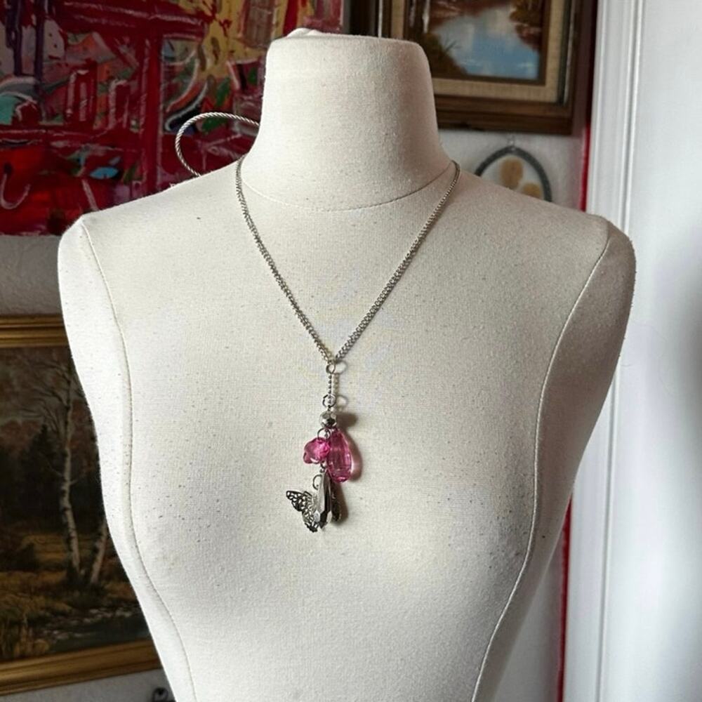 Claires silver butterfly pendant necklace